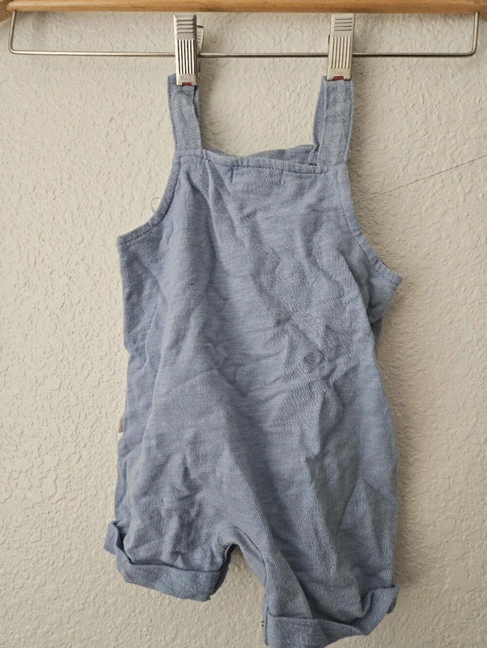rabbit + bear 100% organic cotton blue overalls with embroidered dog, 6-9 months